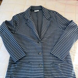 J. Jill Jersey Knit Navy and White Striped Blazer